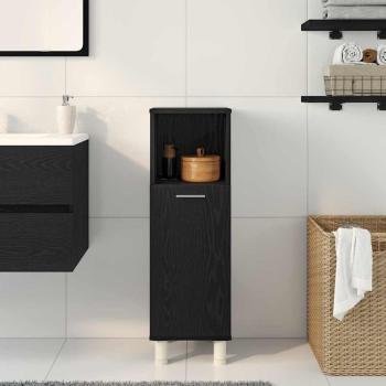 Badezimmerschrank Schwarz Eiche 30x30x95 cm Holzwerkstoff