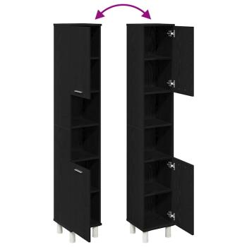 Badezimmerschrank Schwarz Eichen-Optik 30 x 30 x 179 cm