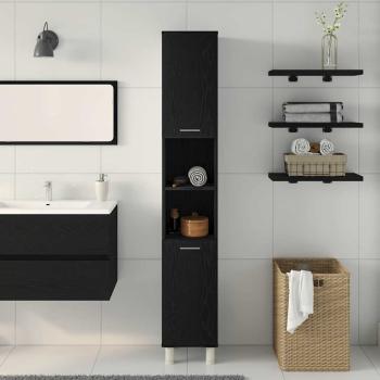 Badschrank Schwarz Eiche 30x30x179 cm Holzwerkstoff