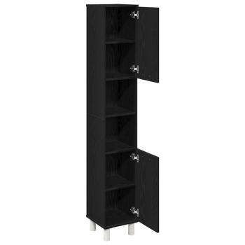 Badschrank Schwarz Eiche 30x30x179 cm Holzwerkstoff