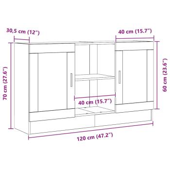 Sideboard Schwarz Eiche 120x30,5x70 cm aus Holz