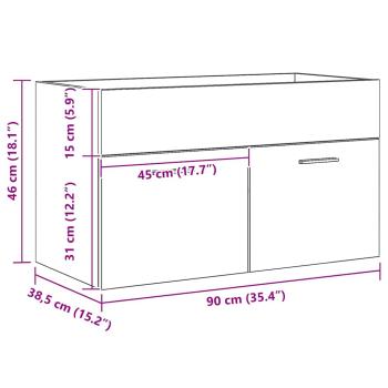 Waschbeckenunterschrank Schwarz Eiche 90x38,5x46 cm Holzwerkstoff