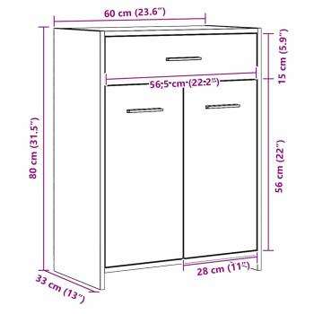 Badezimmer-Schrank Schwarz Eiche 60x33x80 cm aus Ingenieurholz