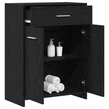 Badezimmer-Schrank Schwarz Eiche 60x33x80 cm aus Ingenieurholz