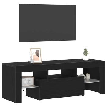 TV-Schrank mit LED-Lichtern, schwarz, Eiche, 120x35x40 cm