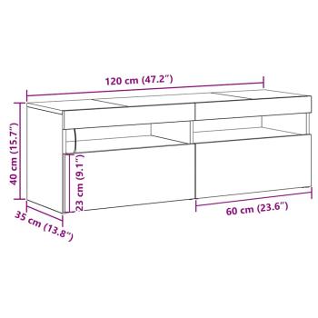 TV-Schrank mit LED Schwarz Eiche 120x35x40 cm Holzwerkstoff