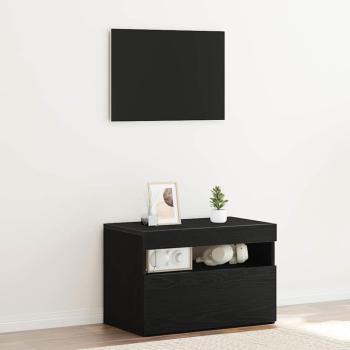 ARDEBO.de - TV-Schrank mit LED-Lichtern in Schwarz und Eiche, 60x35x40 cm, Holzwerkstoff