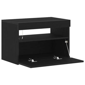 TV-Schrank mit LED-Lichtern in Schwarz und Eiche, 60x35x40 cm, Holzwerkstoff