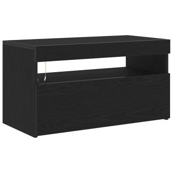 TV-Schrank mit LED-Lichtern, Schwarz Eiche, 75x35x40 cm, Holzwerkstoff