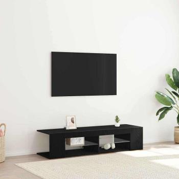 ARDEBO.de - TV-Schrank schwarz mit LED-Lichtern aus Eiche 135x39x30cm aus Ingenieurholz