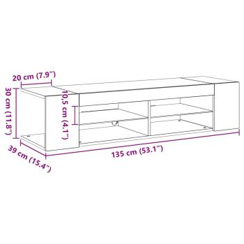 TV-Schrank schwarz mit LED-Lichtern aus Eiche 135x39x30cm aus Ingenieurholz