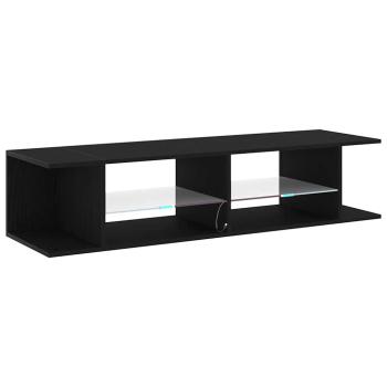 TV-Schrank schwarz mit LED-Lichtern aus Eiche 135x39x30cm aus Ingenieurholz