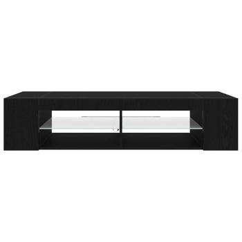 TV-Schrank schwarz mit LED-Lichtern aus Eiche 135x39x30cm aus Ingenieurholz