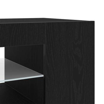 TV-Schrank schwarz mit LED-Lichtern aus Eiche 135x39x30cm aus Ingenieurholz