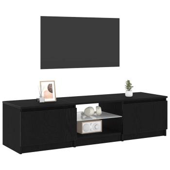 TV-Schrank mit LED-Lichtern in Schwarz und Eiche, 140x40x35,5 cm, aus Holzwerkstoff