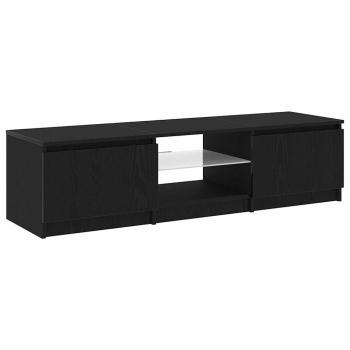 TV-Schrank mit LED-Lichtern in Schwarz und Eiche, 140x40x35,5 cm, aus Holzwerkstoff