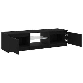 TV-Schrank mit LED-Lichtern in Schwarz und Eiche, 140x40x35,5 cm, aus Holzwerkstoff