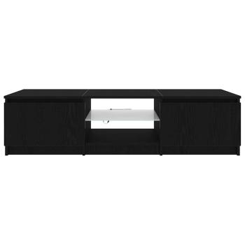 TV-Schrank mit LED-Lichtern in Schwarz und Eiche, 140x40x35,5 cm, aus Holzwerkstoff