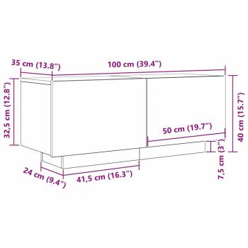 TV-Regal Schwarz Eiche 100x35x40 cm Holzwerkstoff
