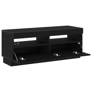 TV-Schrank mit LED-Leuchten, Schwarz und Eiche, 100x35x40 cm, Holzwerkstoff