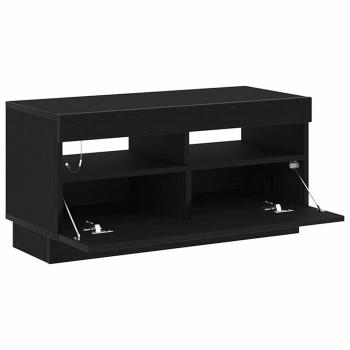 TV-Schrank mit LED-Lichtern, Schwarz und Eiche, 80x35x40 cm aus Holzwerkstoff