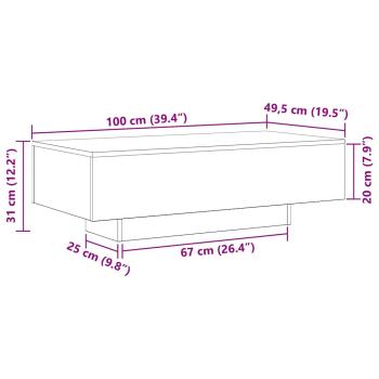 Couchtisch Schwarze Eiche 100x30x36,5 cm Holzwerkstoff