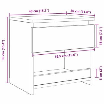 Nachttische 2er Set Schwarz Eiche 40x30x39 cm Holzwerkstoff