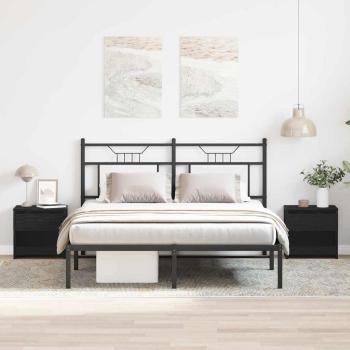 Nachttische 2er Set Schwarz Eiche 40x30x39 cm Holzwerkstoff