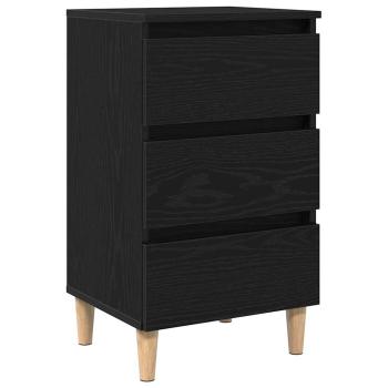 Nachttisch mit Holzbein Schwarz Eiche 40x35x69 cm