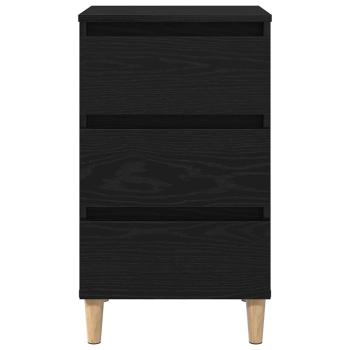 Nachttisch mit Holzbein Schwarz Eiche 40x35x69 cm