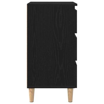 Nachttisch mit Holzbein Schwarz Eiche 40x35x69 cm