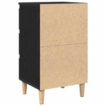 Nachttisch mit Holzbein Schwarz Eiche 40x35x69 cm