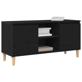 ARDEBO.de - TV-Schrank mit Holzbeinen Schwarz Eiche 102x35x50 cm