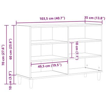 Sideboard Schwarz Eiche 103,5 x 35 x 70 cm Möbelstoff