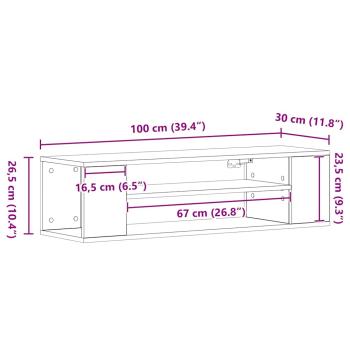 Wand-TV-Schrank aus altem Holz 100x30x26,5 cm Holzwerkstoff