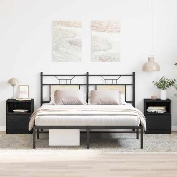 ARDEBO.de - Nachttische 2er Set Schwarz Eiche 40x40x50 cm aus Spanplatte