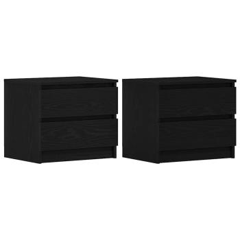 Nachttische 2er Set Schwarz Eiche 50x40x43,5 cm Holzwerkstoff