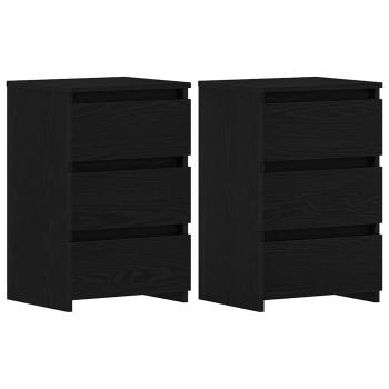 Nachttische 2er Set Schwarz Eiche 40x35x62,5 cm Holzwerkstoff