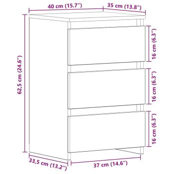Nachttische 2er Set Schwarz Eiche 40x35x62,5 cm Holzwerkstoff