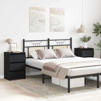 Nachttische 2er Set Schwarz Eiche 40x35x62,5 cm Holzwerkstoff