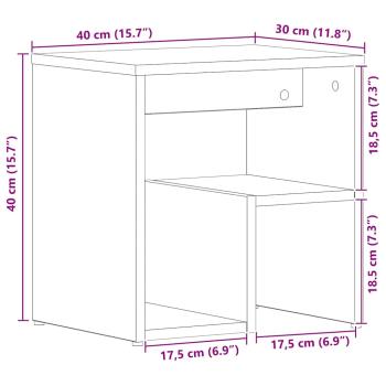 Nachttisch Schwarz Eiche 40x30x40 cm Ingenieured Holz