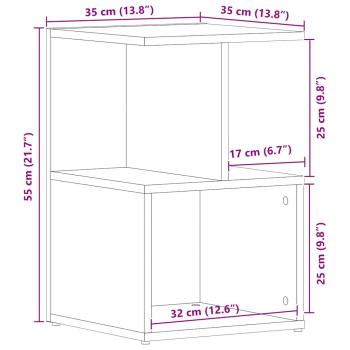 Nachttisch schwarz Eiche 35x35x55 cm Holzwerkstoff