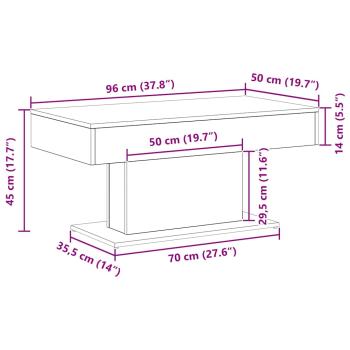 Couchtisch Schwarz Eiche 96x50x45 cm aus Holzwerkstoff