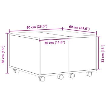 Couchtisch Schwarz Eiche 60x60x38 cm
