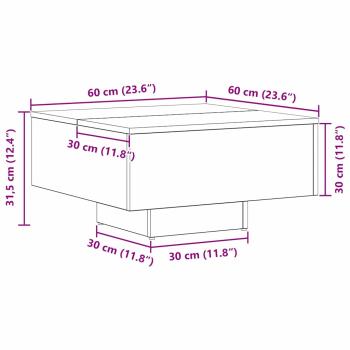 Couchtisch Schwarz Eiche 60x60x31,5 cm aus Holzwerkstoff