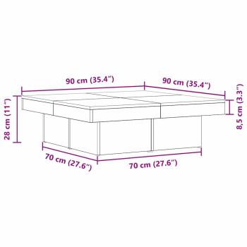 Couchtisch Schwarz Eiche 90x90x28 cm Holzwerkstoff