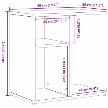 Beistelltisch in schwarzer Eiche, 50x30x50 cm, Holzwerkstoff