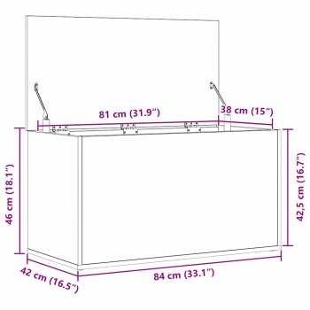 Aufbewahrungstruhe Schwarz Eiche 84x42x46 cm Holzwerkstoff