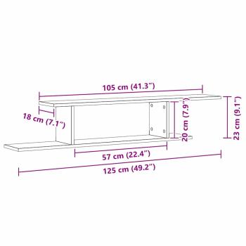 Wand-TV-Regal Schwarze Eiche 125x18x23 cm Holzwerkstoff