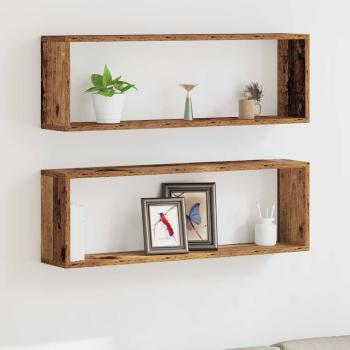 ARDEBO.de - Wandregale 2er Set Altes Holz 80x15x26 cm Holzwerkstoff
